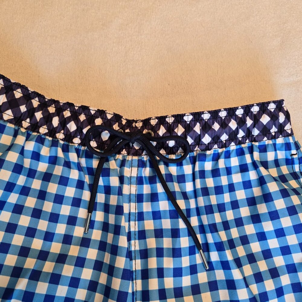 Draper James x Lands' End Gingham Swim Shorts Blue White Size S EUC - Picture 3 of 14